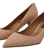 Dolce & Gabbana Beige Leather Pointed Heels Pumps Shoes