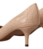 Dolce & Gabbana Beige Leather Pointed Heels Pumps Shoes
