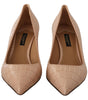 Dolce & Gabbana Beige Leather Pointed Heels Pumps Shoes