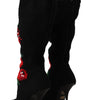 Dolce & Gabbana Black Stretch Socks Red Roses Booties Shoes