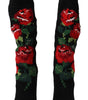 Dolce & Gabbana Black Stretch Socks Red Roses Booties Shoes