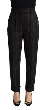 Dolce &amp; Gabbana Elegant High-Waisted Striped Tapered Pants