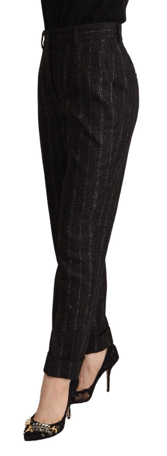 Dolce &amp; Gabbana Elegant High-Waisted Striped Tapered Pants
