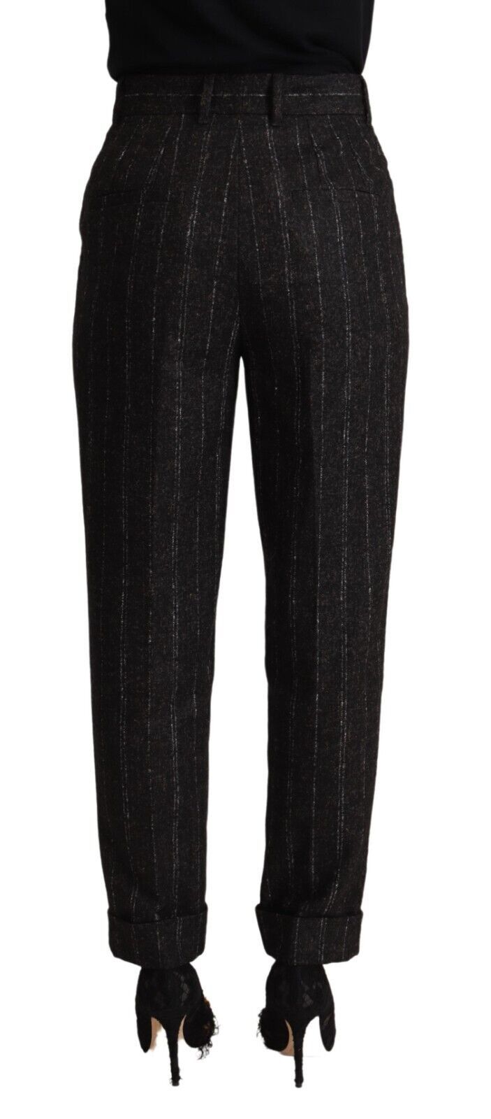 Dolce &amp; Gabbana Elegant High-Waisted Striped Tapered Pants