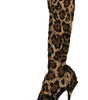 Dolce & Gabbana Gold Leopard Sequins Heels Boots Shoes