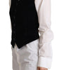 Dolce & Gabbana Black V-neck Leopard Corduroy Button Vest Top
