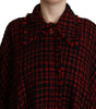 Dolce & Gabbana Black Red Cotton Checkered Over Coat Jacket