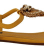 Dolce & Gabbana Mustard Leather Devotion Flats Sandals Shoes