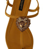 Dolce & Gabbana Mustard Leather Devotion Flats Sandals Shoes