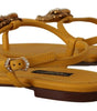 Dolce & Gabbana Mustard Leather Devotion Flats Sandals Shoes