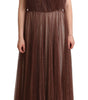 Dolce & Gabbana Metallic Bronze Polyester Maxi Gown Dress
