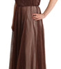 Dolce & Gabbana Metallic Bronze Polyester Maxi Gown Dress