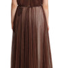 Dolce & Gabbana Metallic Bronze Polyester Maxi Gown Dress