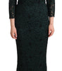 Dolce & Gabbana Green Floral Lace Maxi Floor Length Dress