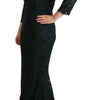 Dolce & Gabbana Green Floral Lace Maxi Floor Length Dress