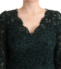 Dolce & Gabbana Green Floral Lace Maxi Floor Length Dress