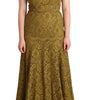 Dolce & Gabbana Brown Floral Lace Maxi Floor Length Dress
