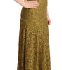 Dolce & Gabbana Brown Floral Lace Maxi Floor Length Dress
