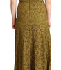 Dolce & Gabbana Brown Floral Lace Maxi Floor Length Dress