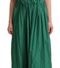 Dolce & Gabbana Green Cotton Sleeveless V-neck Dress