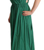 Dolce & Gabbana Green Cotton Sleeveless V-neck Dress
