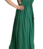 Dolce & Gabbana Green Cotton Sleeveless V-neck Dress