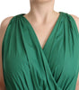 Dolce & Gabbana Green Cotton Sleeveless V-neck Dress