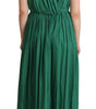 Dolce & Gabbana Green Cotton Sleeveless V-neck Dress