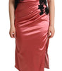 Dolce & Gabbana Pink One-Shoulder Silk Tassel Fringe Gown Mid Dress