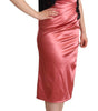 Dolce & Gabbana Pink One-Shoulder Silk Tassel Fringe Gown Mid Dress