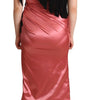Dolce & Gabbana Pink One-Shoulder Silk Tassel Fringe Gown Mid Dress
