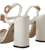 Dolce & Gabbana White Leather Crystal Keira Heels Sandals Shoes