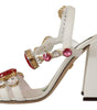 Dolce & Gabbana White Leather Crystal Keira Heels Sandals Shoes