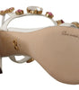 Dolce & Gabbana White Leather Crystal Keira Heels Sandals Shoes