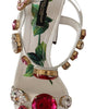 Dolce & Gabbana White Leather Crystal Keira Heels Sandals Shoes