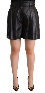 Dolce & Gabbana - Short taille haute élégant en cuir noir