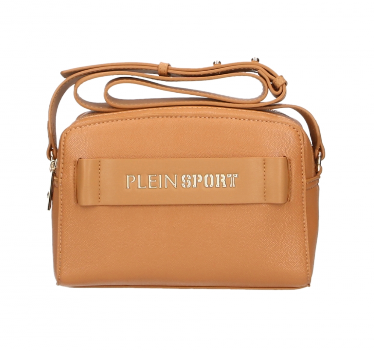 Sac bandoulière Plein Sport Chic couleur camel avec double fermeture éclair