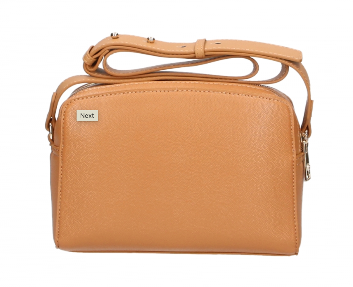 Sac bandoulière Plein Sport Chic couleur camel avec double fermeture éclair