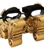 Dolce & Gabbana Black Gold Baroque Velvet Heels Crystal Shoes
