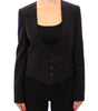 Blazer noir élégant en soie mélangée Dolce &amp; Gabbana avec détail foulard au dos