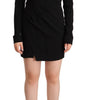 Dsquared² Black Long Sleeves Deep V-neck Mini Sheath Dress