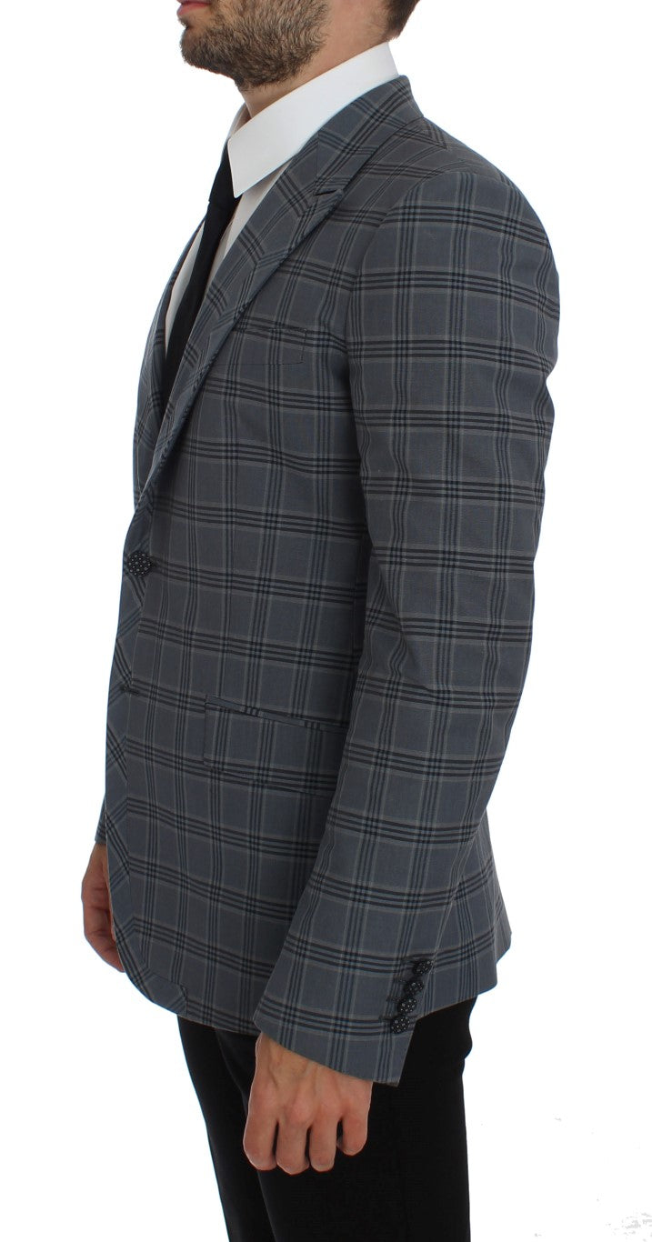 Dolce &amp; Gabbana Elegant Blue Checkered Slim Fit Blazer