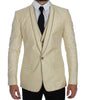 Dolce &amp; Gabbana Sophisticated Beige Polka Dotted Blazer &amp; Vest