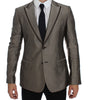 Dolce &amp; Gabbana Elegant Brown Silk Two-Button Slim Blazer