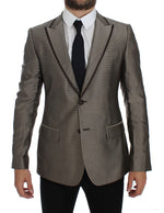Dolce &amp; Gabbana Elegant Brown Silk Two-Button Slim Blazer