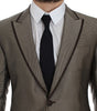 Dolce &amp; Gabbana Elegant Brown Silk Two-Button Slim Blazer