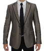 Dolce &amp; Gabbana Elegant Brown Silk Two-Button Slim Blazer