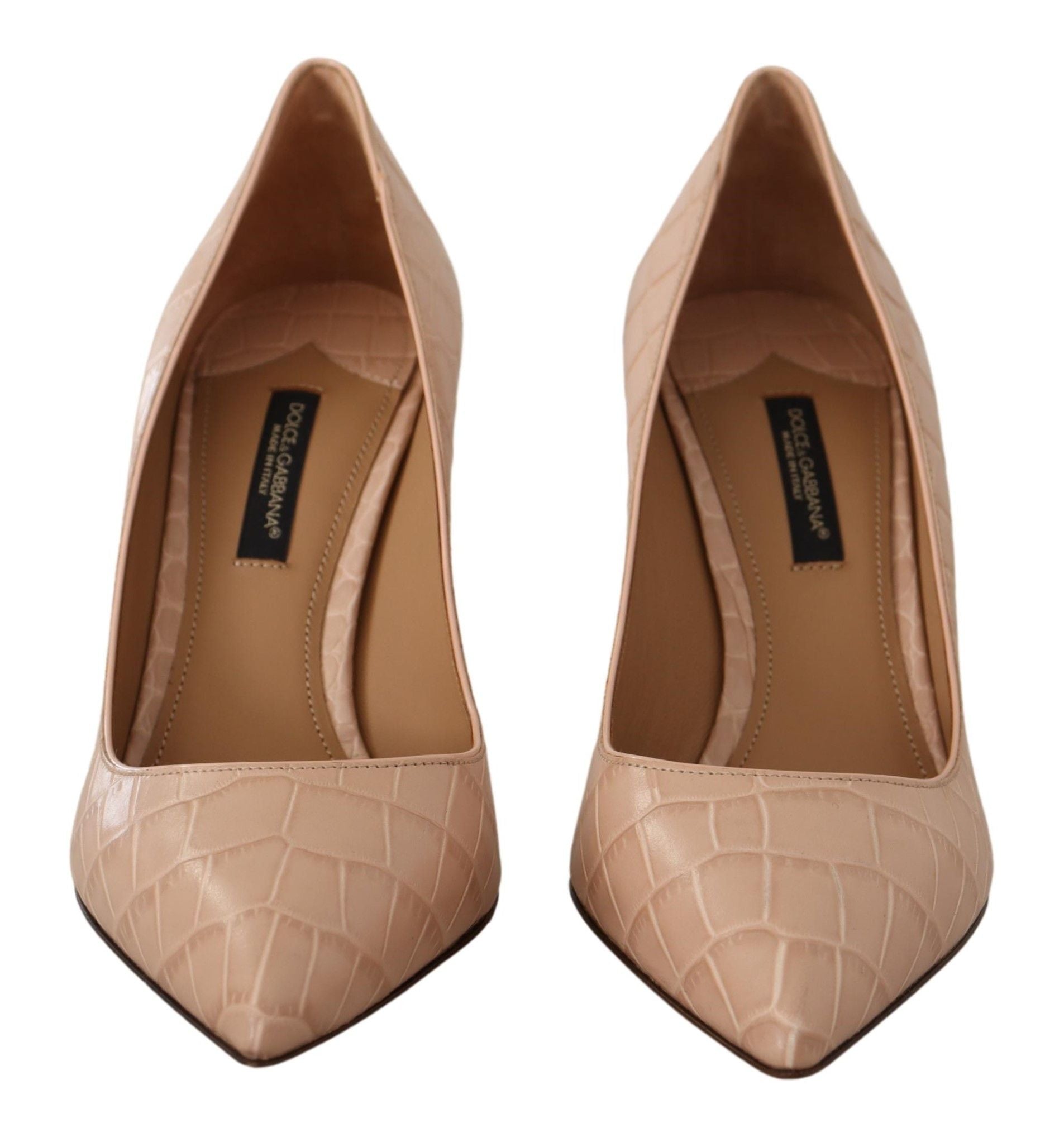 Escarpins élégants à petits talons en cuir nude Dolce &amp; Gabbana