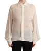 Dsquared² Off White Silk Long Sleeves Collared Blouse Top