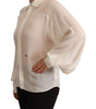 Dsquared² Off White Silk Long Sleeves Collared Blouse Top